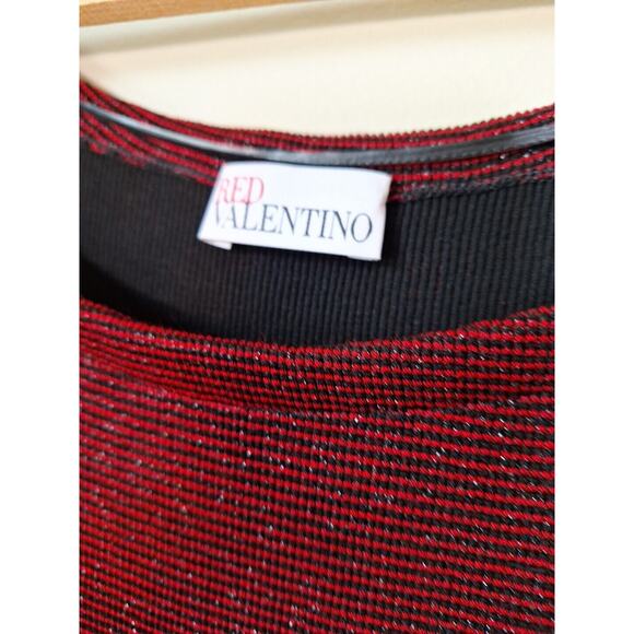 Red Valentino Point d'Esprit Lurex Knit Polka Dot Stripe Dress Women Size Medium - Picture 4 of 15